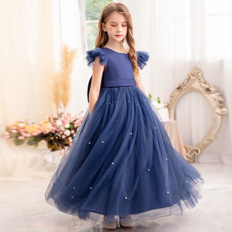 Pearl Tulle with Bow Children's Party Dress