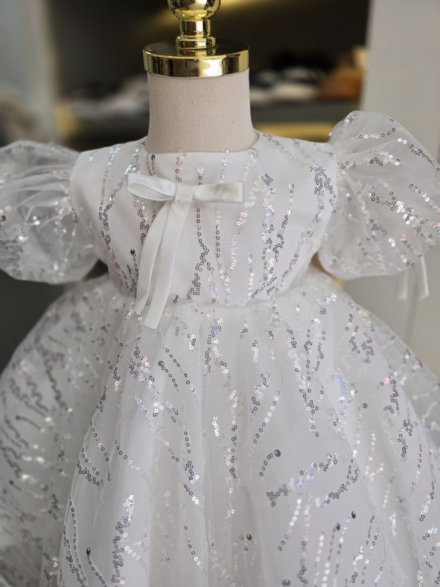 Shiny Children's Dress with Bow