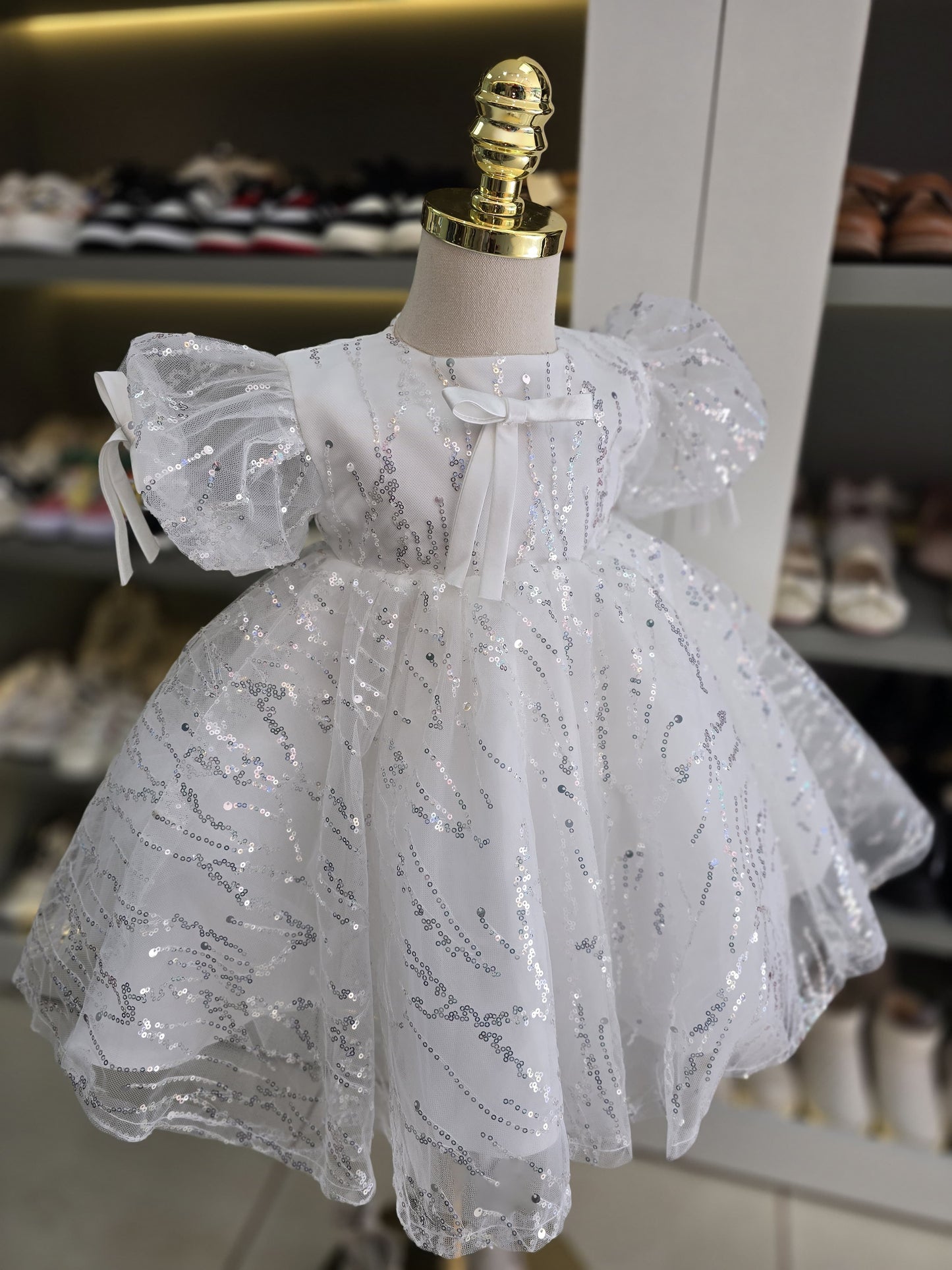 Shiny Children's Dress with Bow