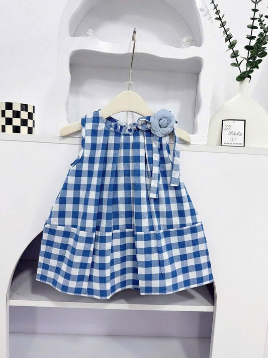 Children's Dress Checkered Flower