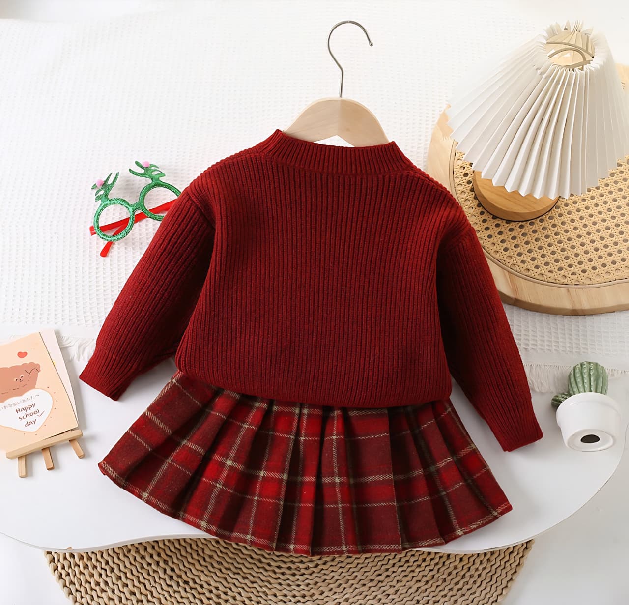 Girls’ Christmas Plaid Outfit