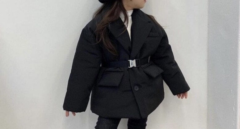Chaqueta acolchada con cinturón para mujer y niño