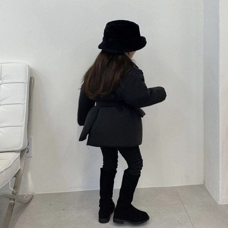Chaqueta acolchada con cinturón para mujer y niño