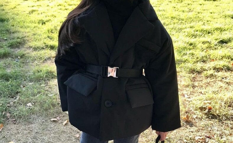 Chaqueta acolchada con cinturón para mujer y niño
