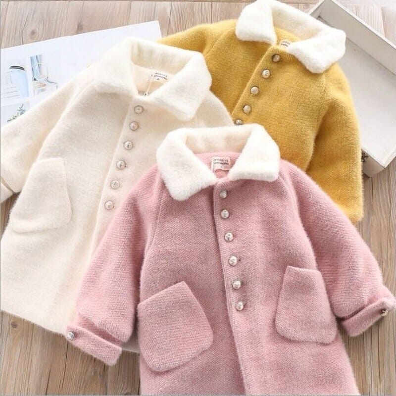 Chaqueta de lana para mujer y niño con bolsillos