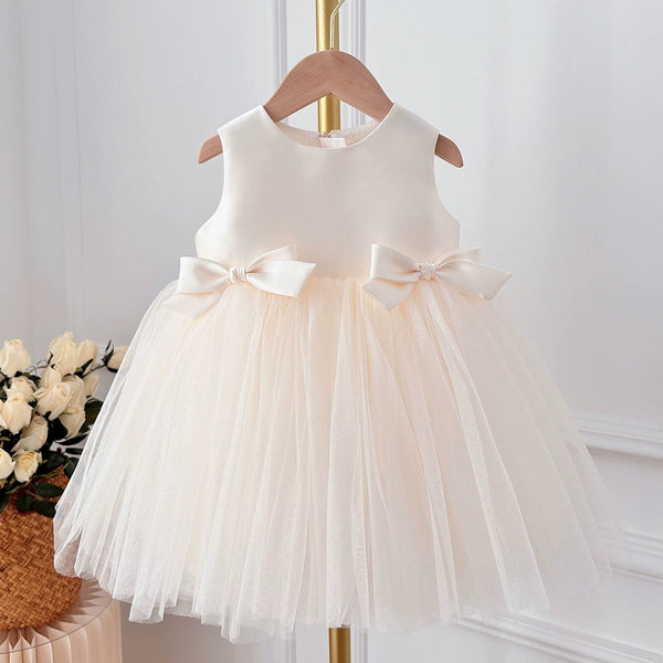 Children's Party Dress with Bows and Flowers