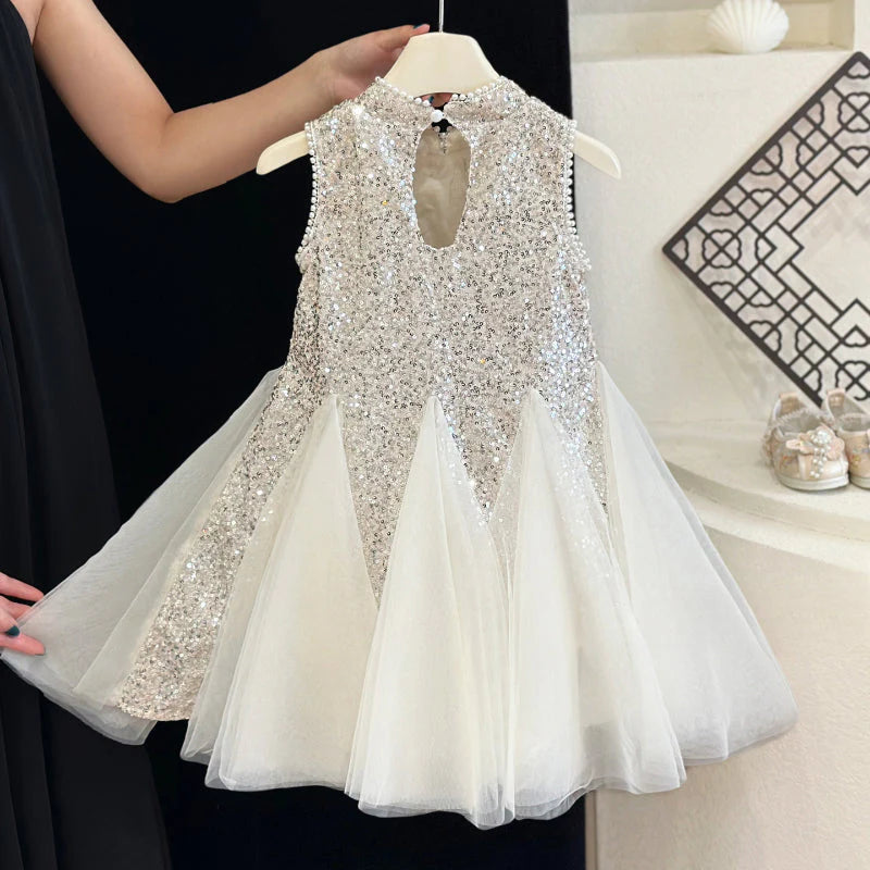 Children's Shiny Tulle Party Dress