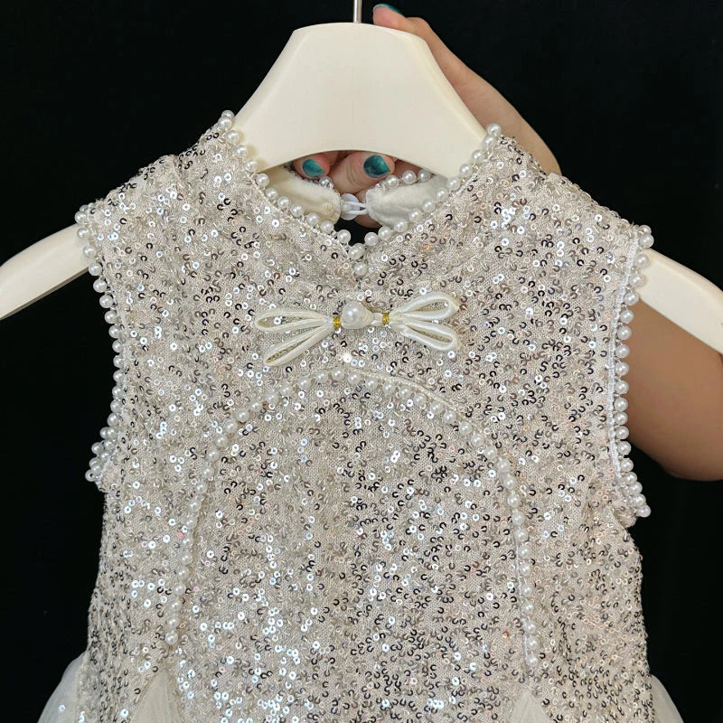 Children's Shiny Tulle Party Dress