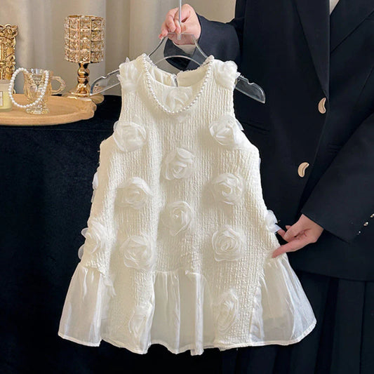 Beige Flower Children's Dress