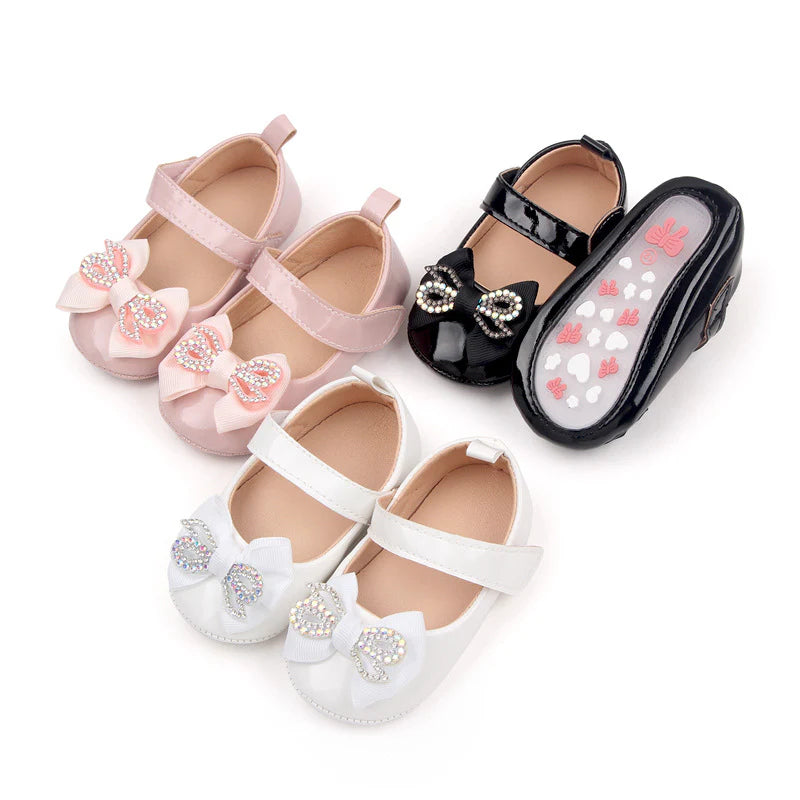 Girls' Shoes with Rhinestone Bow