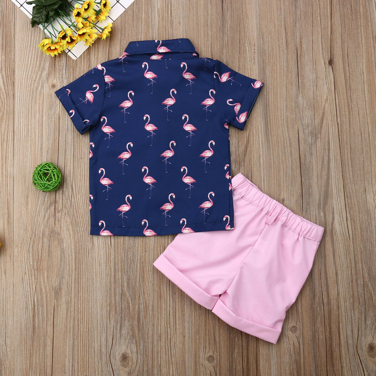 Conjunto de 2 piezas de camiseta y pantalones cortos de flamenco