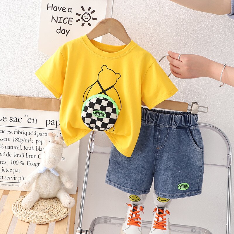 Conjunto infantil de oso con aplique de monedero