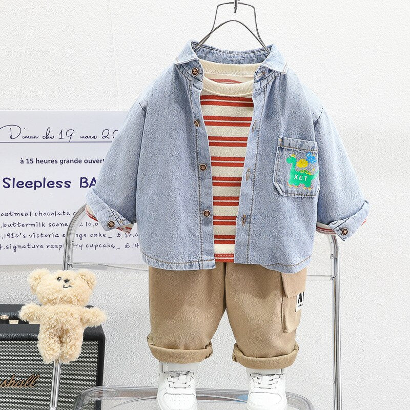 Conjunto infantil de 3 piezas con chaqueta vaquera