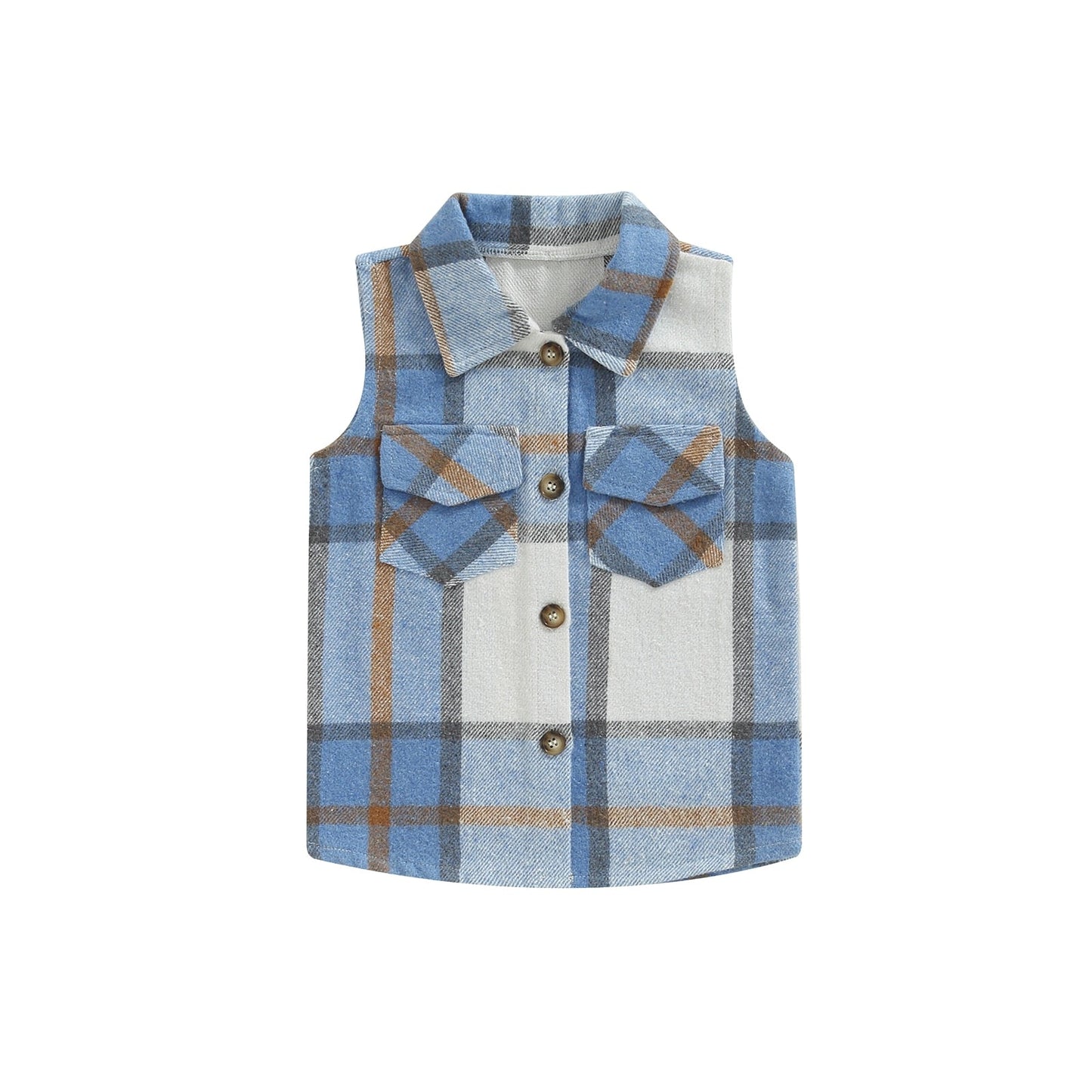 Blusa de ajedrez con capucha marrón y azul