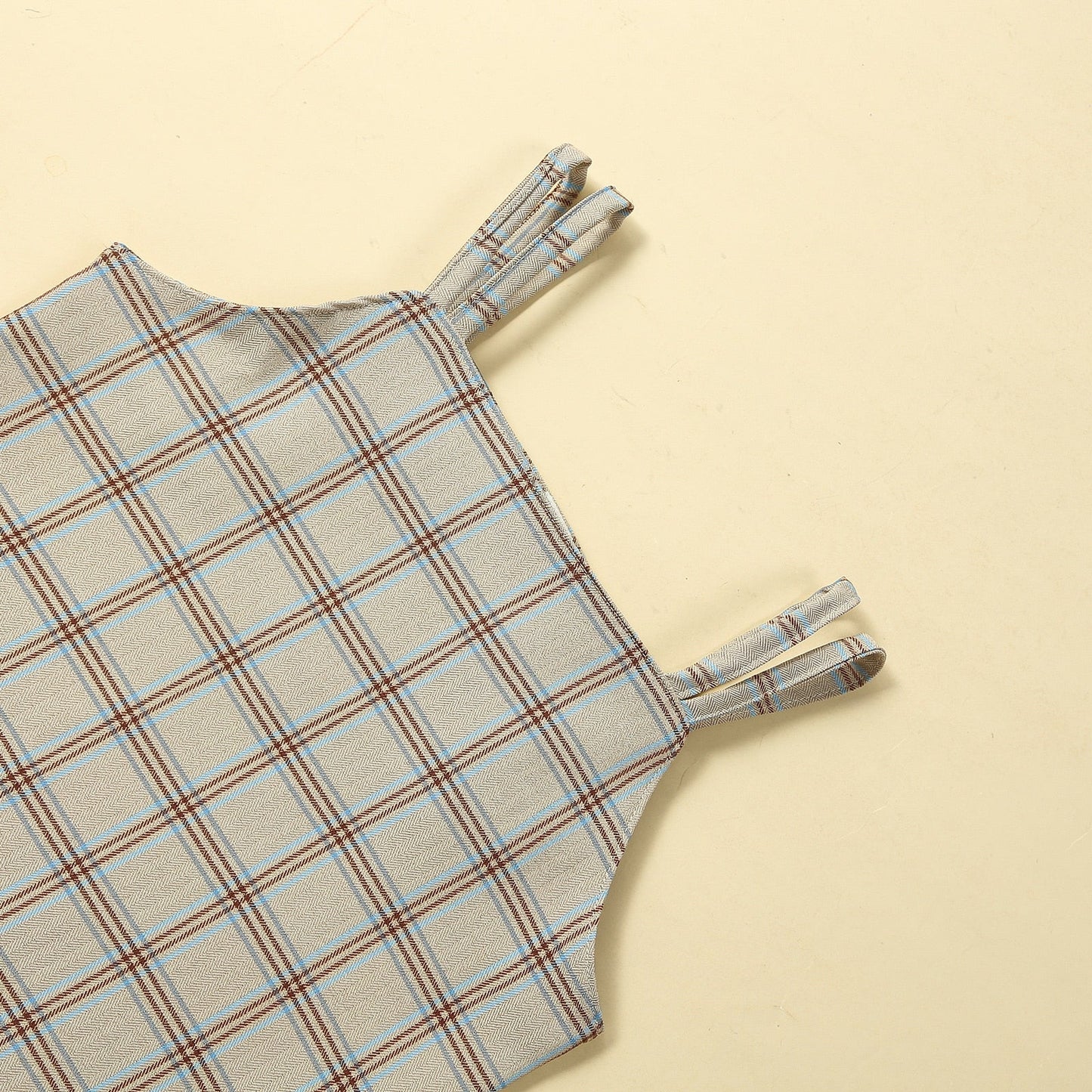 Conjunto de 2 piezas: top sin mangas a cuadros y pantalón elástico con cinturón