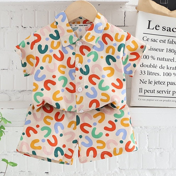 Trajes de verano para bebé con estampado de dibujos animados coloridos