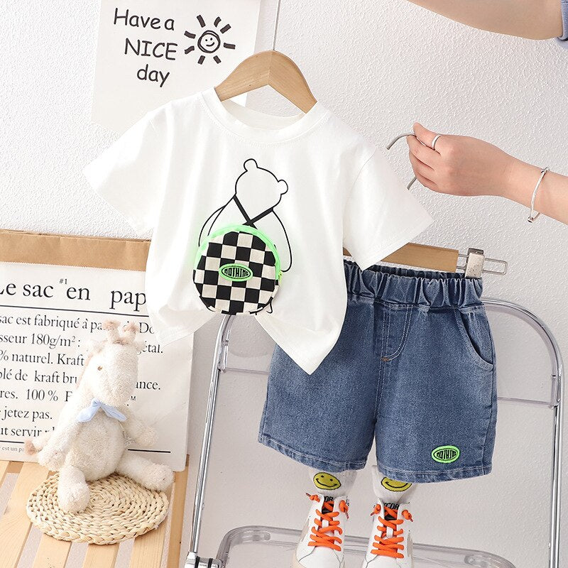 Conjunto infantil de oso con aplique de monedero