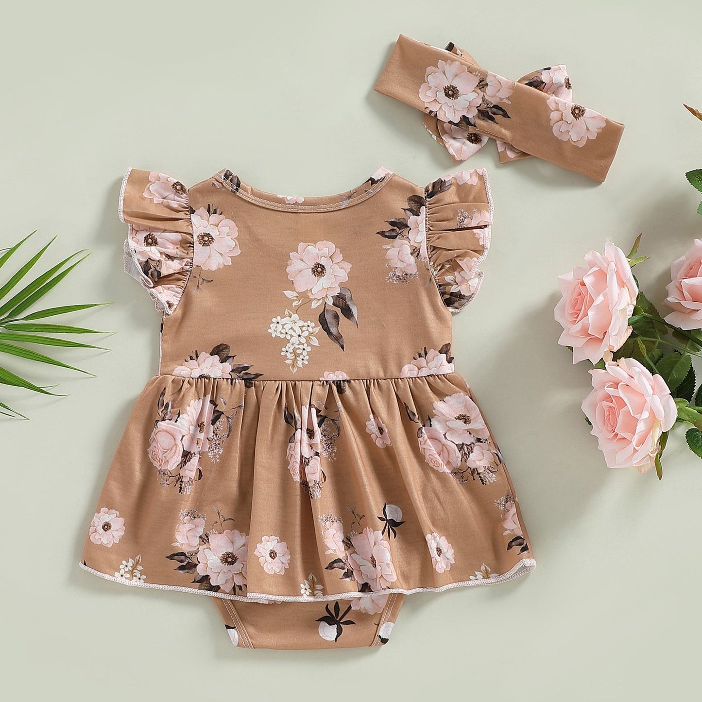 Body infantil floral + diadema