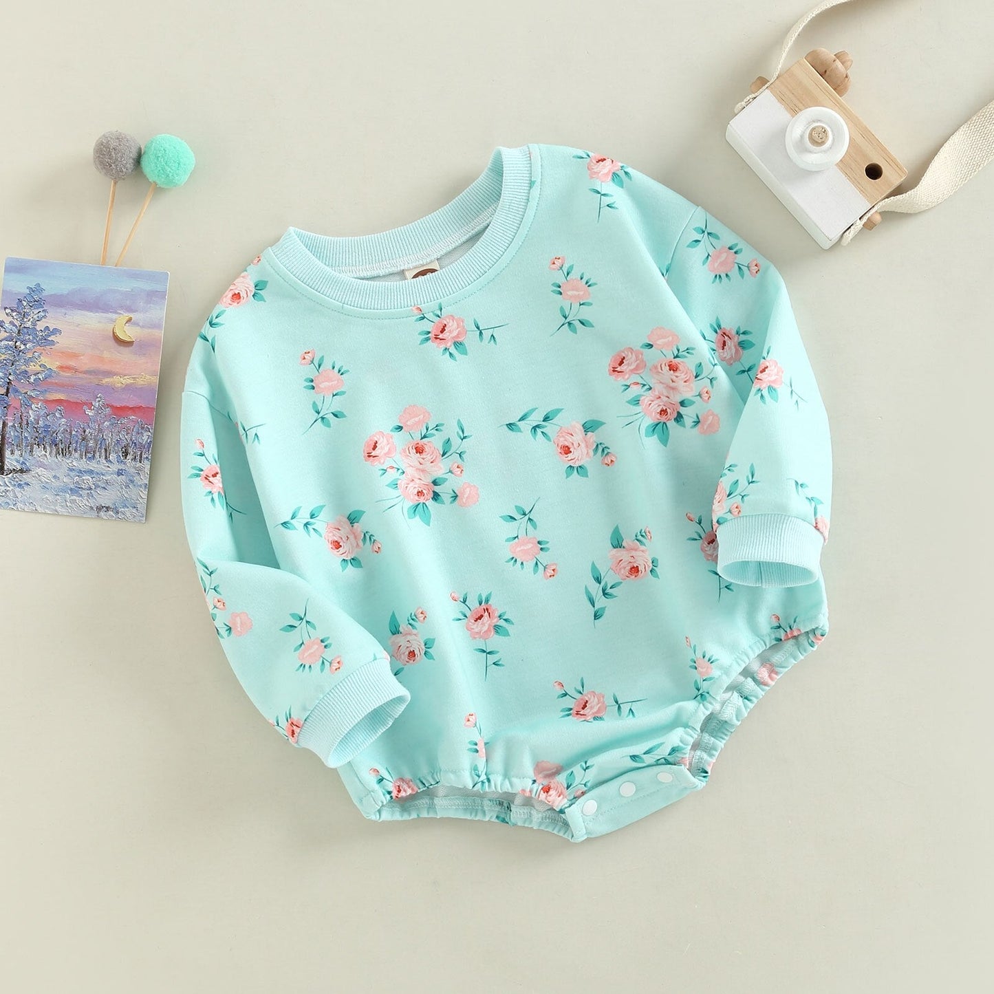Body de bebé osito de peluche y flores