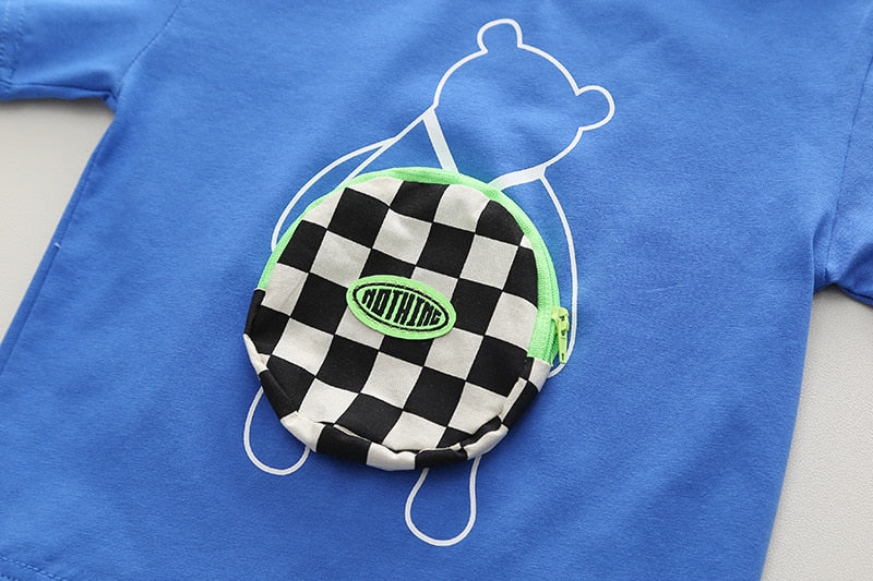Conjunto infantil de oso con aplique de monedero