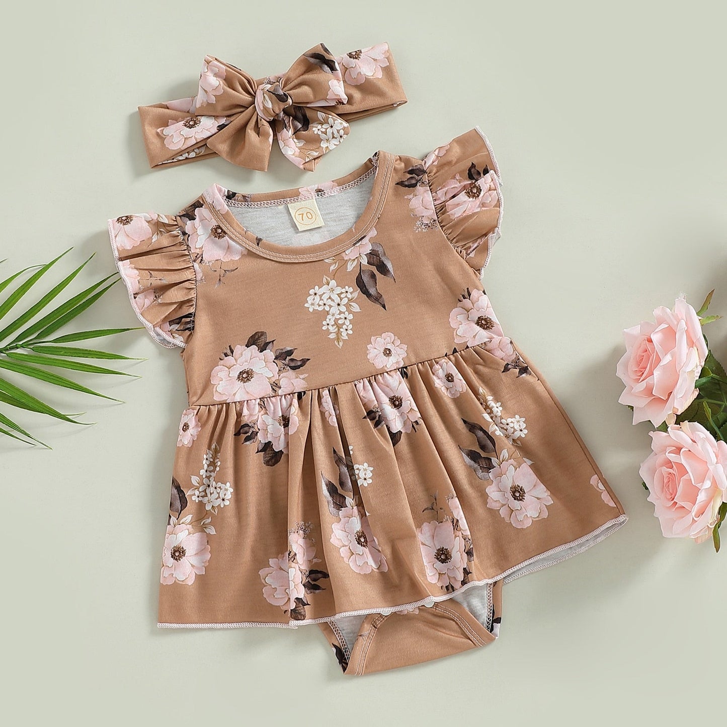 Body infantil floral + diadema