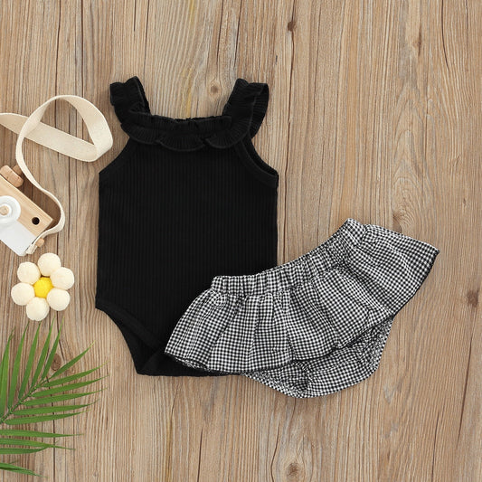 Conjunto de falda de ajedrez para niños