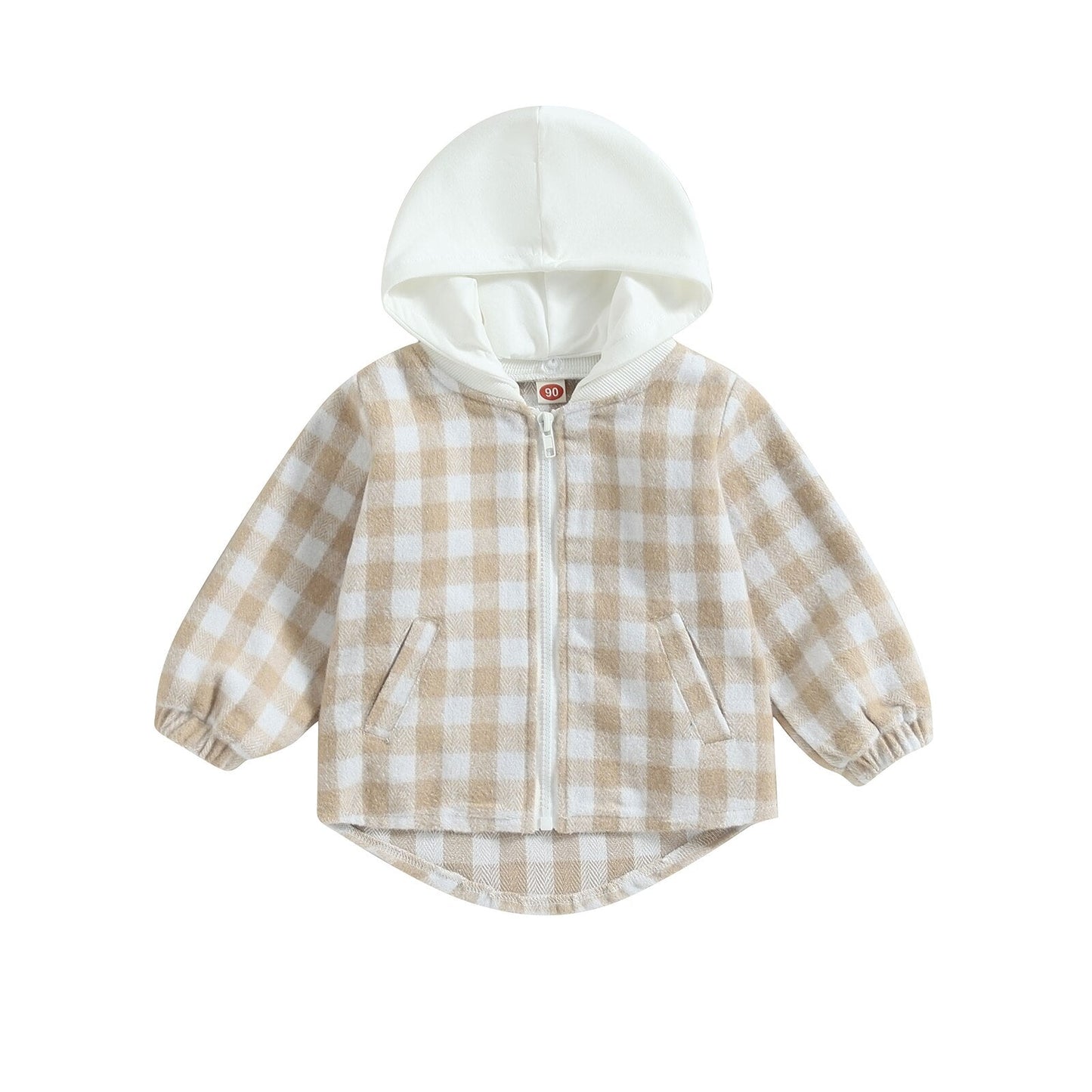 Chaqueta con capucha y cremallera a cuadros