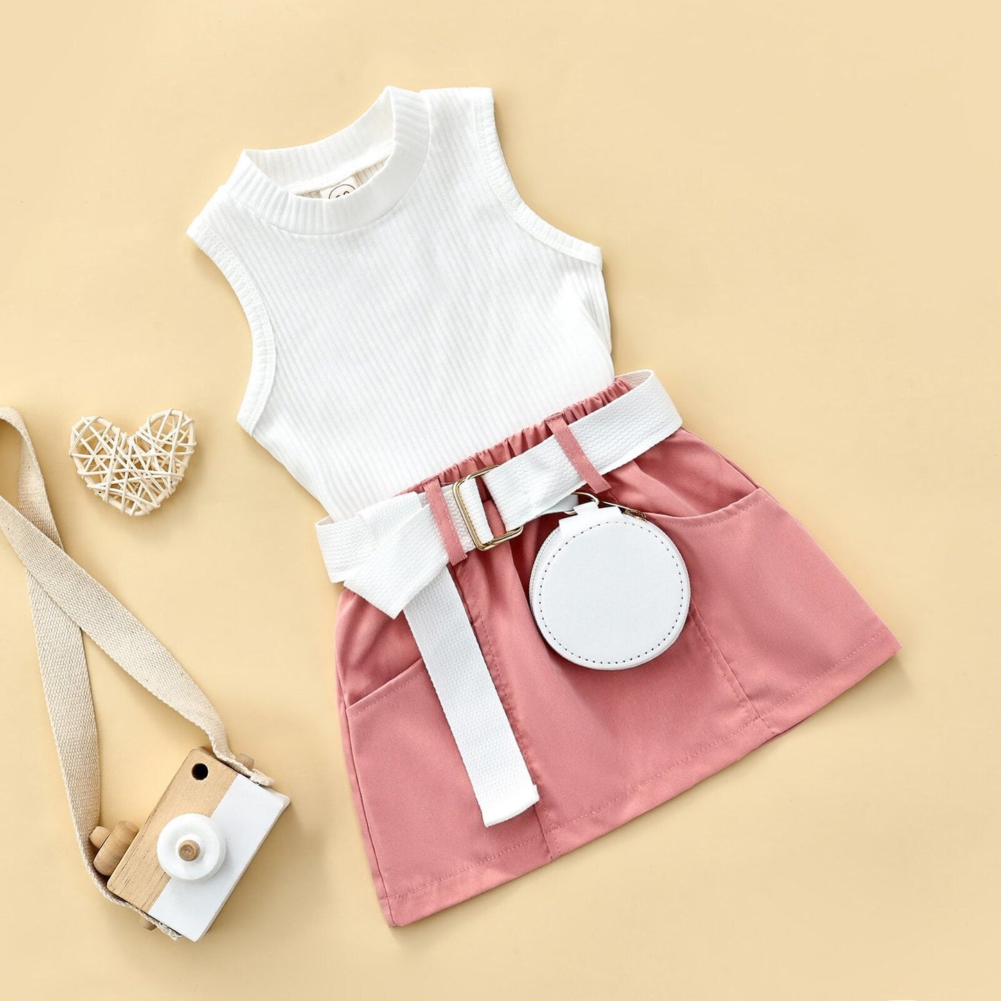 Conjunto de falda de verano para niños sin mangas