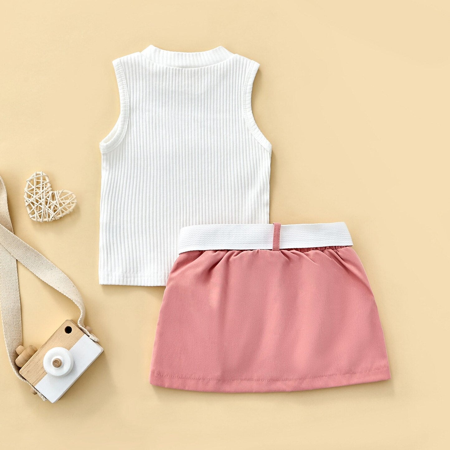 Conjunto de falda de verano para niños sin mangas