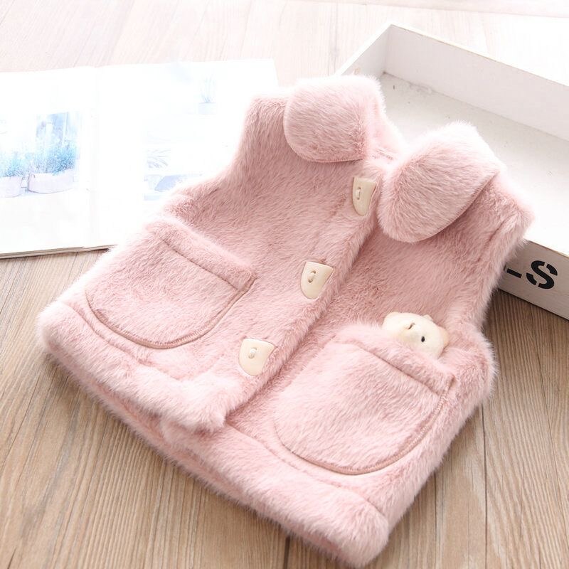 Abrigo cálido para niños de piel esponjosa + osito de peluche