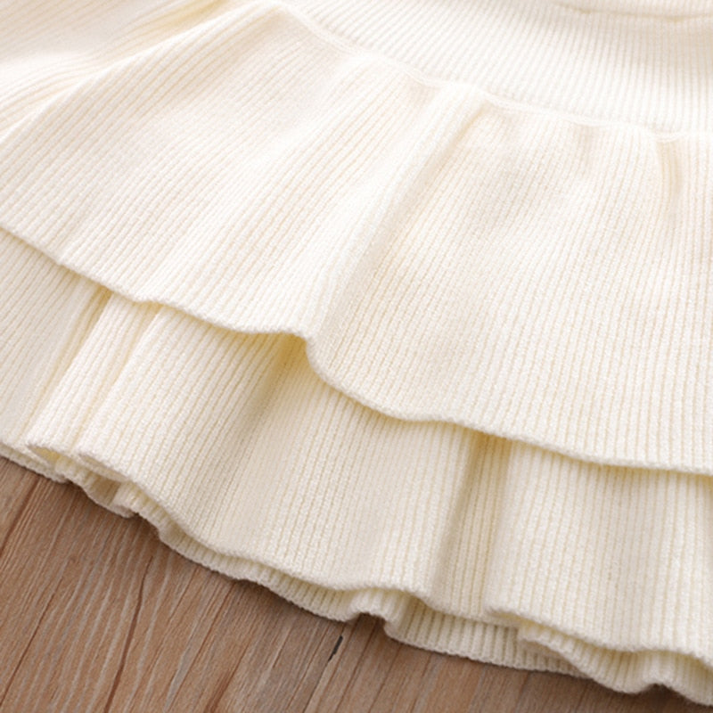 Conjunto de dos piezas de punto con suéter y falda plisada para niños
