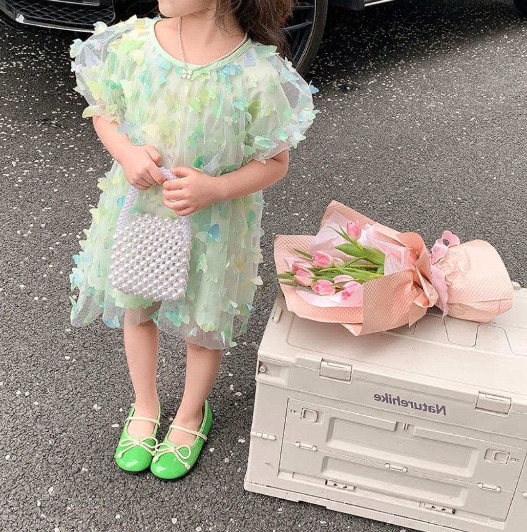 Vestido infantil de tul 3D