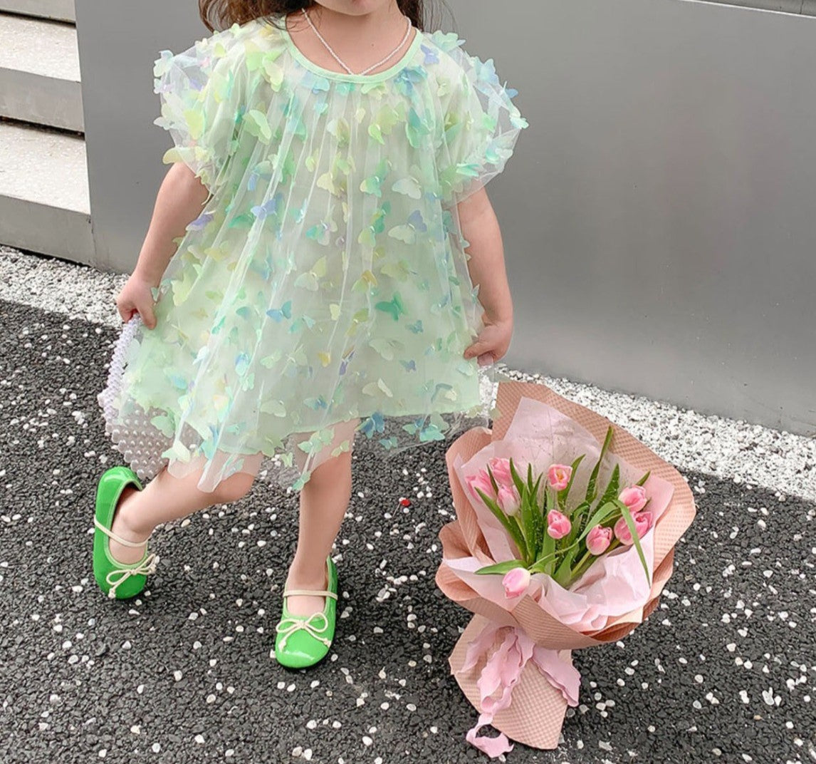 Vestido infantil de tul 3D