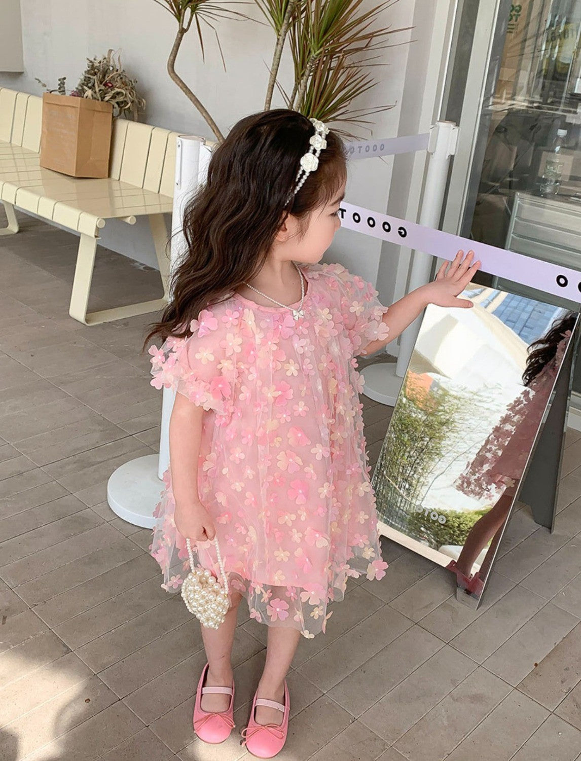 Vestido infantil de tul 3D
