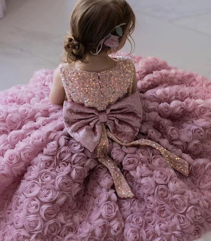 Flowers and Bow Children's Party Dress