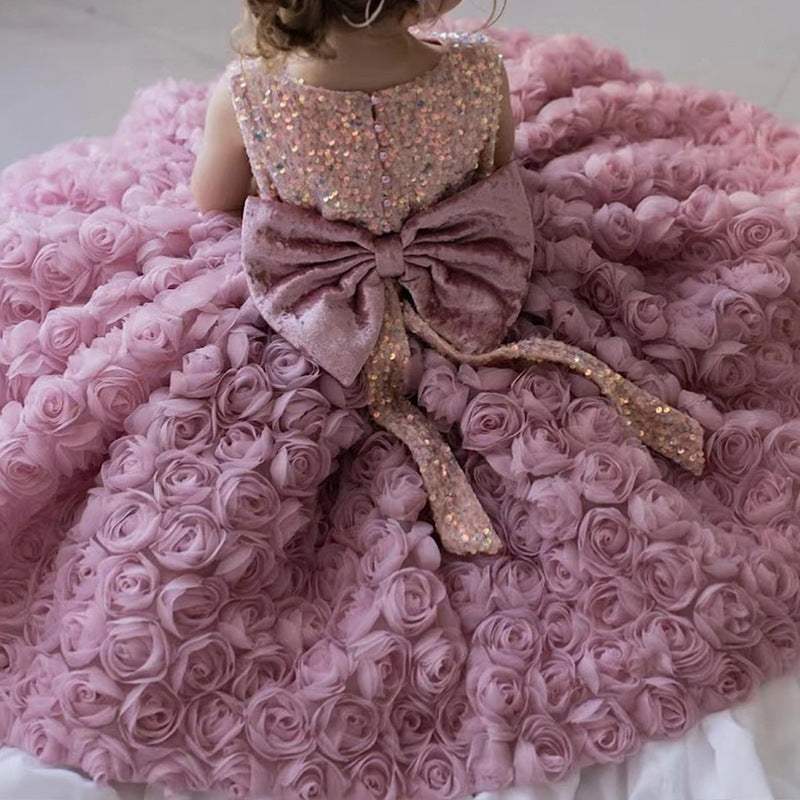 Flowers and Bow Children's Party Dress