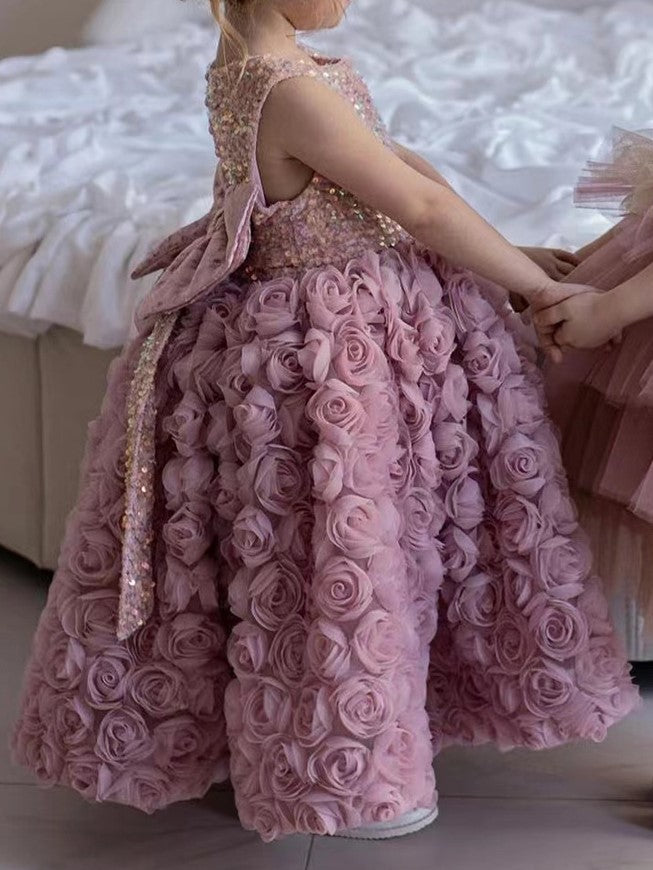 Flowers and Bow Children's Party Dress