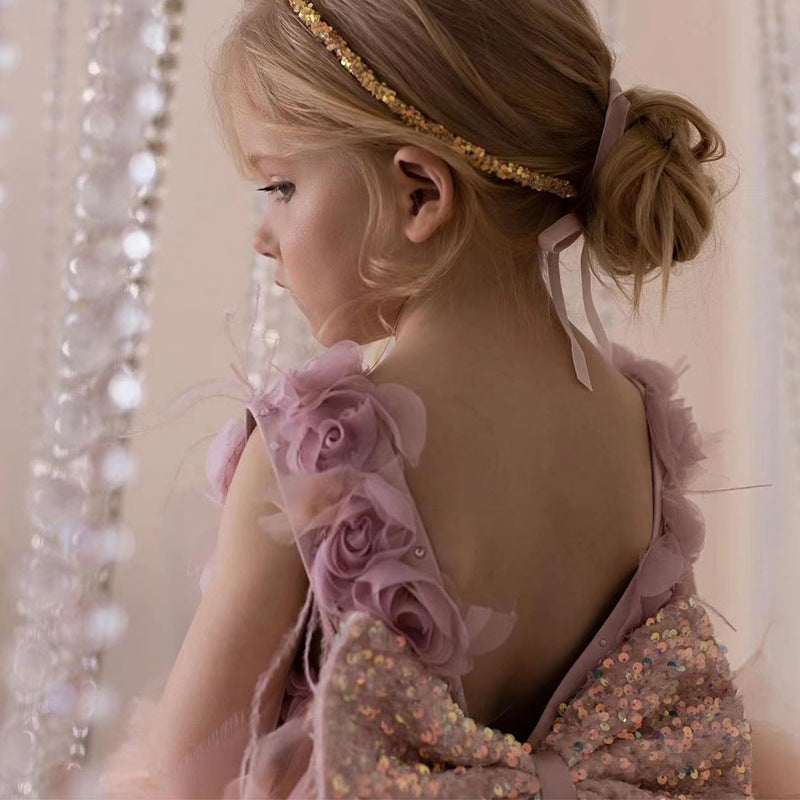 Flowers and Bow Children's Party Dress