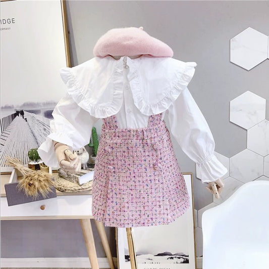 Conjunto de camisa y peto de tweed para niños 