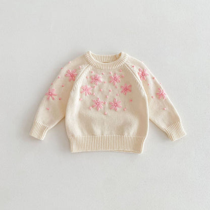 Infant Girls’ Knit Winter Romper with Flower