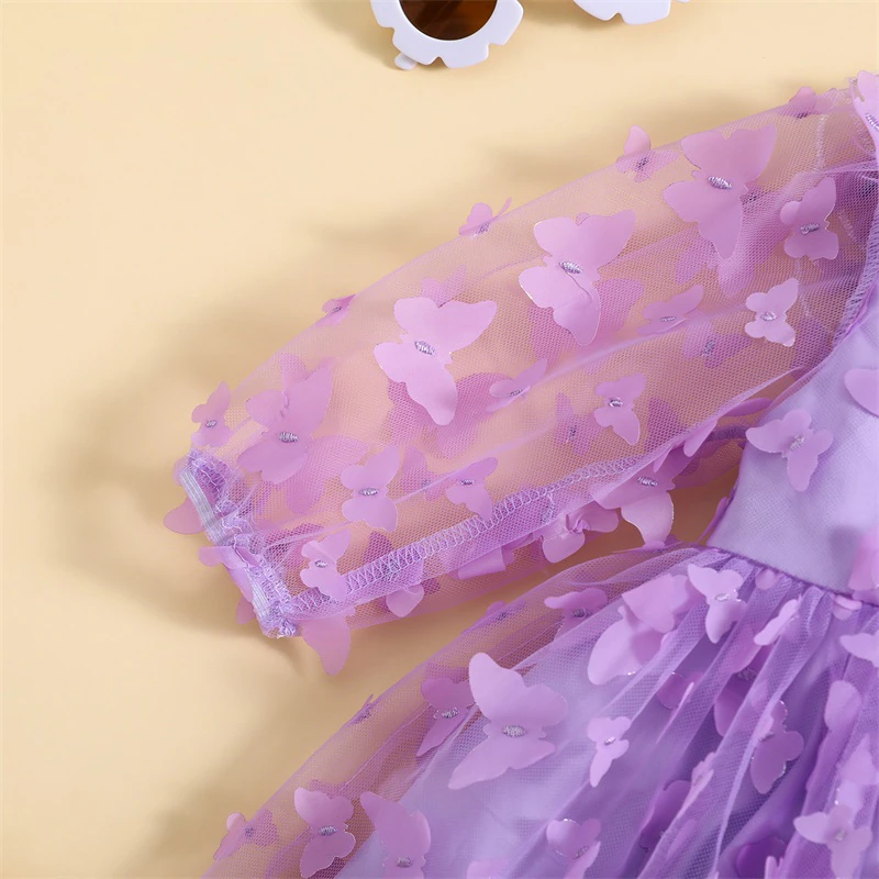 Vestido de bebé de manga larga con mariposas