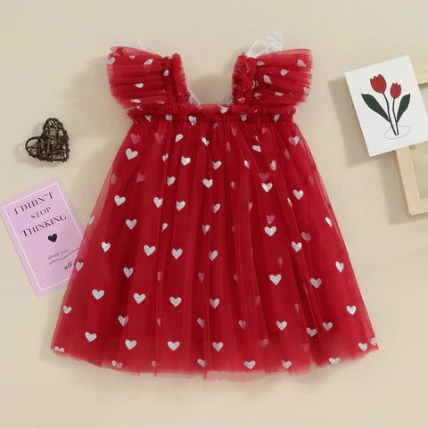 Vestido Infantil Asa Corações 
