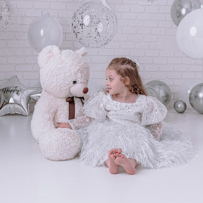 Girls' Party Dress with Sequins and Feathers