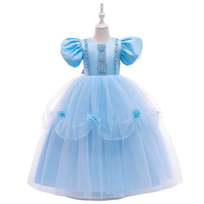 Blue Floral Party Dress