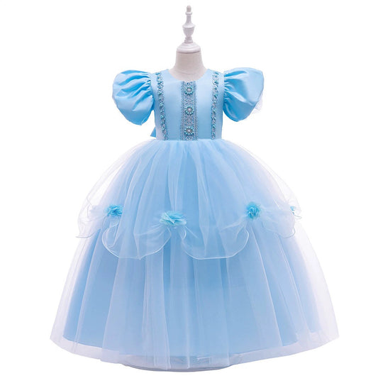 Blue Floral Party Dress