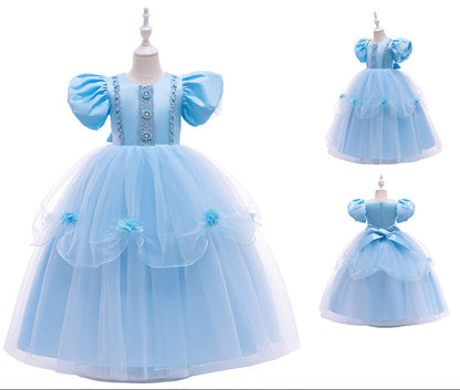 Blue Floral Party Dress