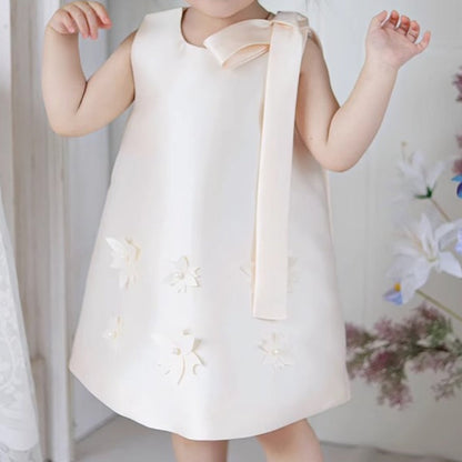 Children's Dress with Bow and Flowers