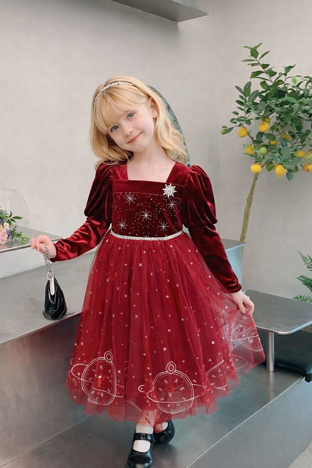 Children's Velvet Dress with Glitter