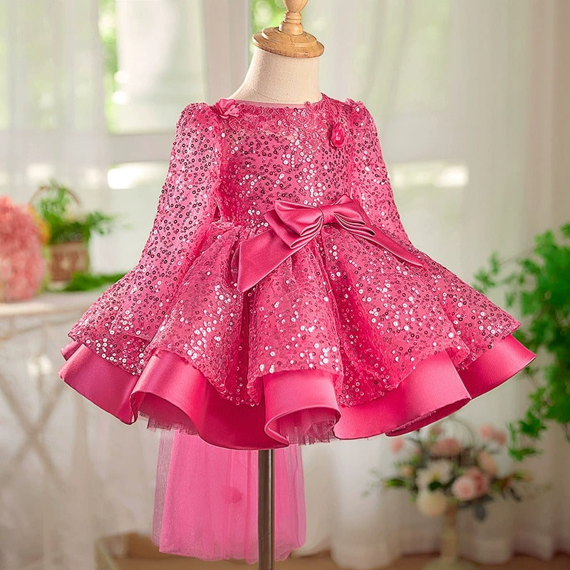 Sparkly Girls Party Dress with Bow