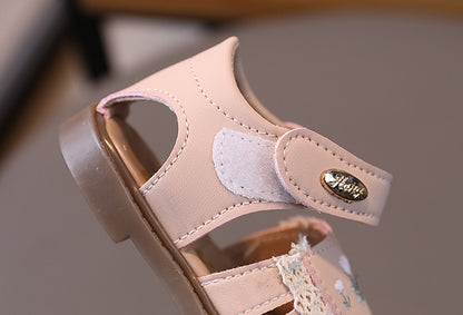 Little Girls' Sandals with Embroidered Flowers